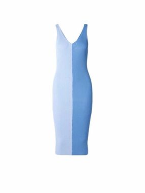 STAUD NWT Sleeveless Two-Tone Ribbed Midi Ribbed Dress Light Blue and Sky